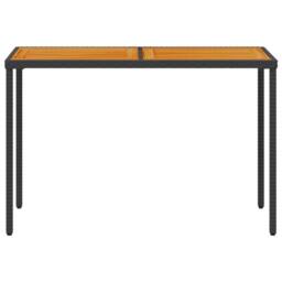 Berkfield Home Garden Table with Acacia Wood Top Black 115x54x74 cm Poly Rattan - Size: 115 x 54 x 74 cm - thumbnail 4