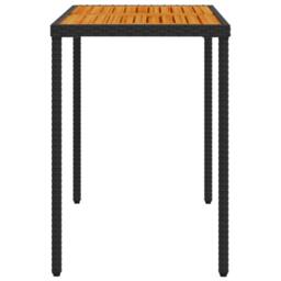 Berkfield Home Garden Table with Acacia Wood Top Black 115x54x74 cm Poly Rattan - Size: 115 x 54 x 74 cm - thumbnail 5