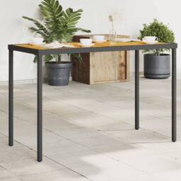 Berkfield Home Garden Table with Acacia Wood Top Black 115x54x74 cm Poly Rattan - Size: 115 x 54 x 74 cm - thumbnail 2