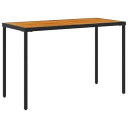 Berkfield Home Garden Table with Acacia Wood Top Black 115x54x74 cm Poly Rattan - Size: 115 x 54 x 74 cm - thumbnail 6