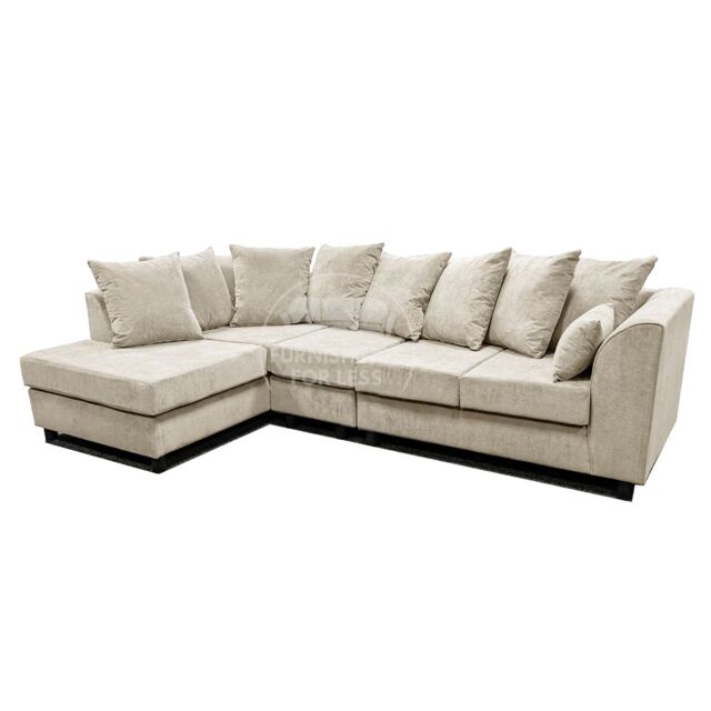 Furnishings For Less UK Casper Chenille Large 5 Seater L Shaped Corner Sofa Left Hand Facing in Beige - image 1