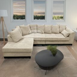 Furnishings For Less UK Casper Chenille Large 5 Seater L Shaped Corner Sofa Left Hand Facing in Beige - thumbnail 4