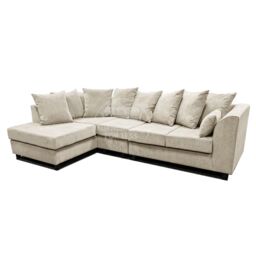 Furnishings For Less UK Casper Chenille Large 5 Seater L Shaped Corner Sofa Left Hand Facing in Beige - thumbnail 1
