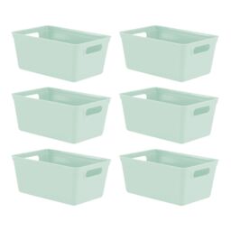 simpa 4L Plastic Studio Organiser Trays with Handles - Set of 6 in Pale Green - thumbnail 1