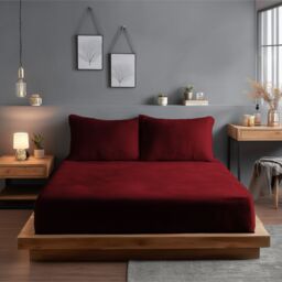 Snug City Teddy Fitted Sheet 30cm Extra Deep Soft Cuddly Soft Touch Bedding in Red - Size: Double