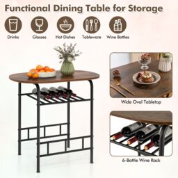 Costway 3-Piece Dining Table Set Kitchen Breakfast Nooks Table & Chairs in Brown - thumbnail 4