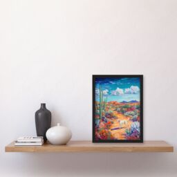 Artery8 White Labrador in Blooming Cacti Oasis Dog Lover Framed Art Print - Size: A4 - thumbnail 4
