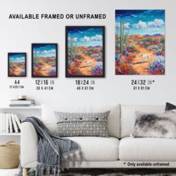 Artery8 White Labrador in Blooming Cacti Oasis Dog Lover Framed Art Print - Size: A4 - thumbnail 3