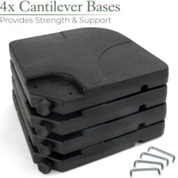 Christow Cantilever Parasol Base Square Banana Umbrella Stand Sand Water 80kg in Black - thumbnail 3