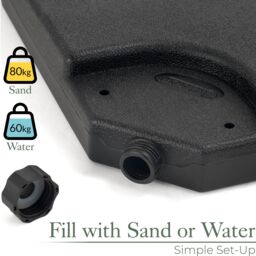 Christow Cantilever Parasol Base Square Banana Umbrella Stand Sand Water 80kg in Black - thumbnail 5