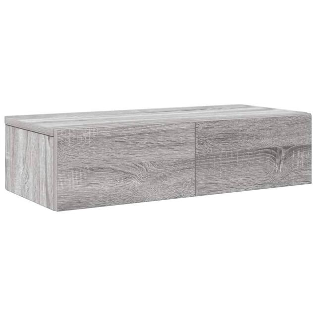 Berkfield Home Wall Shelf with Drawers Grey Sonoma 60x26.5x15 cm Engineered Wood - image 1