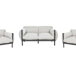 Wyld and Coco Aluminium Garden Sofa Set 2 Seater Sofa and 2 Armchairs Black Grey - thumbnail 2