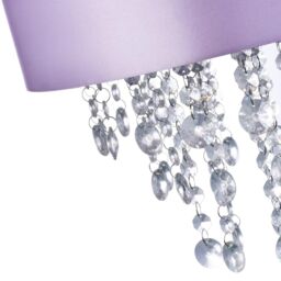 Happy Homewares Modern Satin Fabric Pendant Light Shade with Acrylic Droplets in Lilac - Size: 12 inches - thumbnail 3