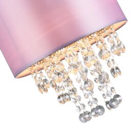Happy Homewares Modern Satin Fabric Pendant Light Shade with Acrylic Droplets in Lilac - Size: 12 inches - thumbnail 5