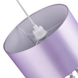 Happy Homewares Modern Satin Fabric Pendant Light Shade with Acrylic Droplets in Lilac - Size: 12 inches - thumbnail 4