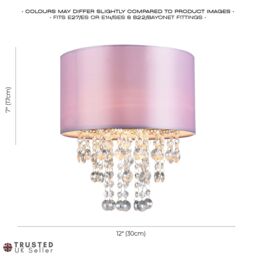 Happy Homewares Modern Satin Fabric Pendant Light Shade with Acrylic Droplets in Lilac - Size: 12 inches - thumbnail 7