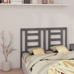 Berkfield Home Beautiful Bed Headboard Grey 146x4x100 cm Solid Wood Pine - Size: 146 x 4 x 100 cm - thumbnail 4
