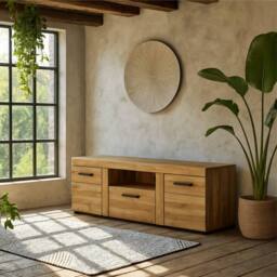 Wyld Haus Cortina 2 Door 1 Drawer TV Cabinet in Grandson Oak in Natural - thumbnail 2