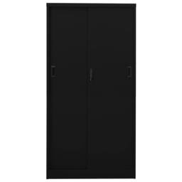 Berkfield Home Office Cabinet with Sliding Door Black 90x40x180 cm Steel - Size: 90 x 40 x 180 cm - thumbnail 4