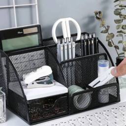 EONLION Metal Mesh Desk Organiser Stationery in Black - Size: 500mm - thumbnail 3