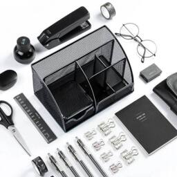 EONLION Metal Mesh Desk Organiser Stationery in Black - Size: 500mm - thumbnail 4