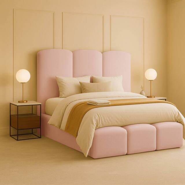 Desire Deco Rivas Modern Upholstered Bed Frame - Double, King, Super King in Pink - Size: Double - image 1