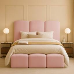 Desire Deco Rivas Modern Upholstered Bed Frame - Double, King, Super King in Pink - Size: Double - thumbnail 2