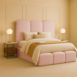Desire Deco Rivas Modern Upholstered Bed Frame - Double, King, Super King in Pink - Size: Double - thumbnail 1