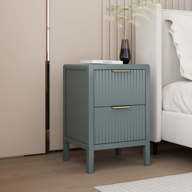 Cabinet Bits Castel 2 Drawer Bedside Table in Grey - image 1