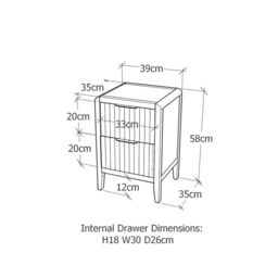 Cabinet Bits Castel 2 Drawer Bedside Table in Grey - thumbnail 5