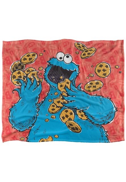Sesame Street Cookie Monster Character Silky Touch Super Soft Throw Blanket 152 X 127 cm in White - image 1