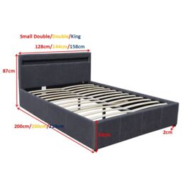 Comfy Living Ltd Fabric Modern Gas Lift Ottoman Bed Frame With LED in Dark Grey - Size: Double - thumbnail 3