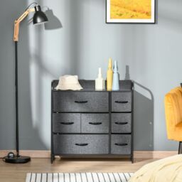 HOMCOM 3-Tier Fabric Bedroom Dresser with Foldable Drawers, Grey - thumbnail 1