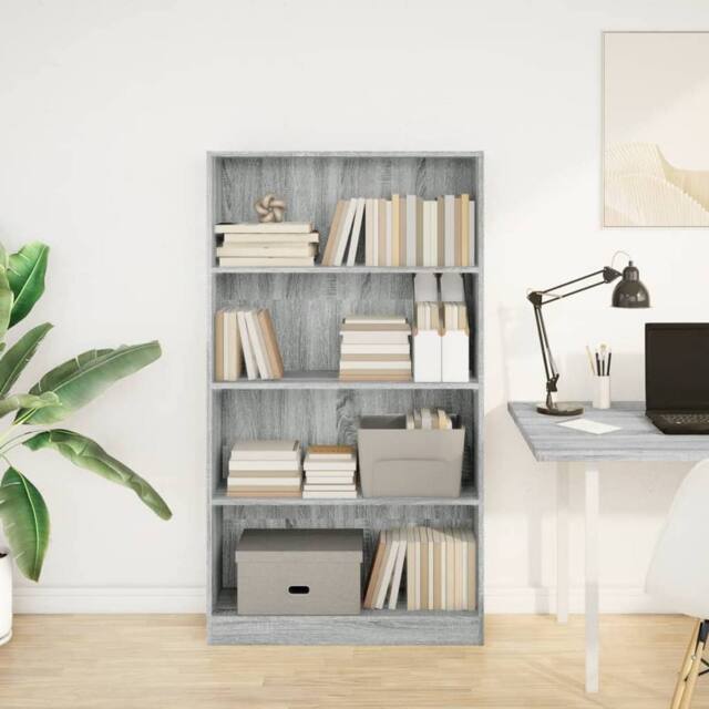 Berkfield Home Decorative Bookcase Grey Sonoma 80x24x143 cm Engineered Wood - Size: 80 x 24 x 143 cm - image 1