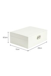 Living and Home Women's White 2-Tier PU Leather Jewellery Box with Lock - thumbnail 6