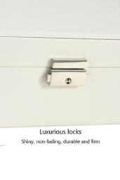 Living and Home Women's White 2-Tier PU Leather Jewellery Box with Lock - thumbnail 5