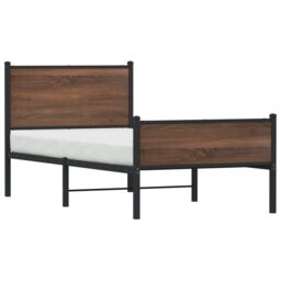 Berkfield Home Metal Bed Frame without Mattress Brown Oak 90x200 cm - thumbnail 4