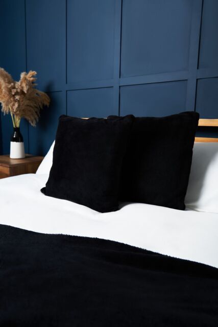 BHS Microfleece Cushion in Black - Size: 45 cm x 45 cm - image 1