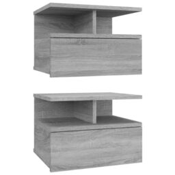 Berkfield Home Floating Nightstand 2 pcs Grey Sonoma 40x31x27 cm Engineered Wood - Size: 40 x 31 x 27 cm - thumbnail 2