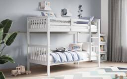 Flair Zoom Wooden Detachable Bunk Bed in White - Size: Single