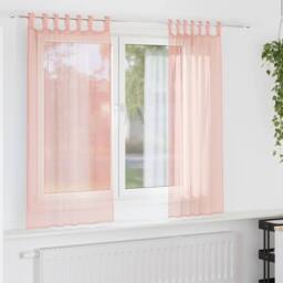 Berkfield Home Voile Curtains with Loops 2 pcs Pink 140x140 cm - thumbnail 2