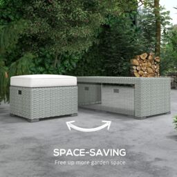 OUTSUNNY Rattan Garden Furniture Set with Recliners, Footstools in Light Grey - thumbnail 5