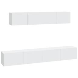 Berkfield Home Classic 4 Piece TV Cabinet Set White Engineered Wood - thumbnail 3