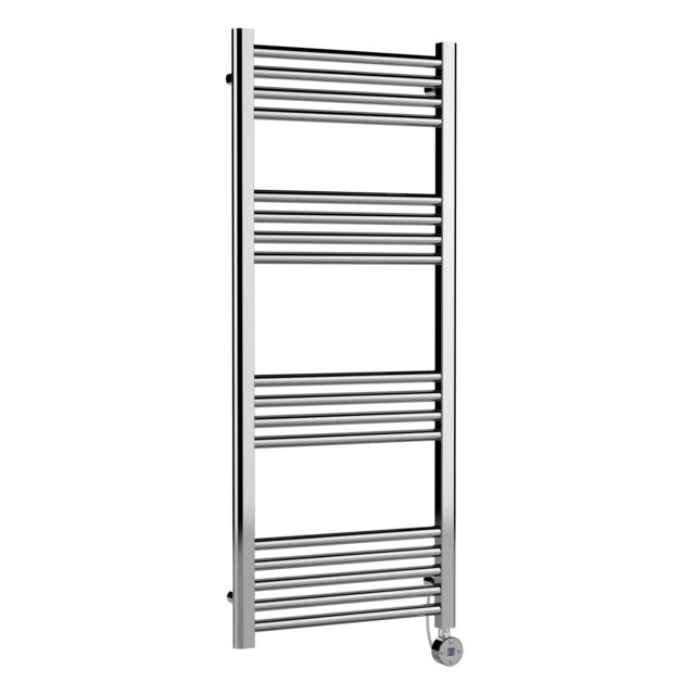 Balterley Electric Round Tube Towel Rail with 17 Bars, 1200mm x 500mm - Chrome in Silver - image 1