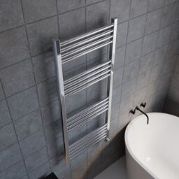 Balterley Electric Round Tube Towel Rail with 17 Bars, 1200mm x 500mm - Chrome in Silver - thumbnail 3