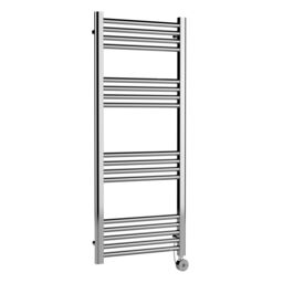 Balterley Electric Round Tube Towel Rail with 17 Bars, 1200mm x 500mm - Chrome in Silver