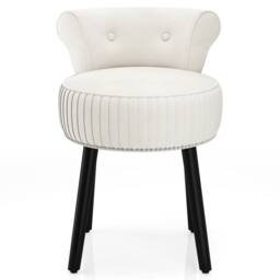 Havendro Velvet Upholstered Backrest Vanity Stool Chair in White - thumbnail 1