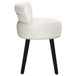 Havendro Velvet Upholstered Backrest Vanity Stool Chair in White - thumbnail 3