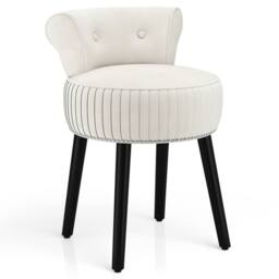 Havendro Velvet Upholstered Backrest Vanity Stool Chair in White - thumbnail 5