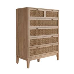 Wyld Haus Waterford 6 Drawer Chest Oak & Woven Rattan in Natural - thumbnail 3